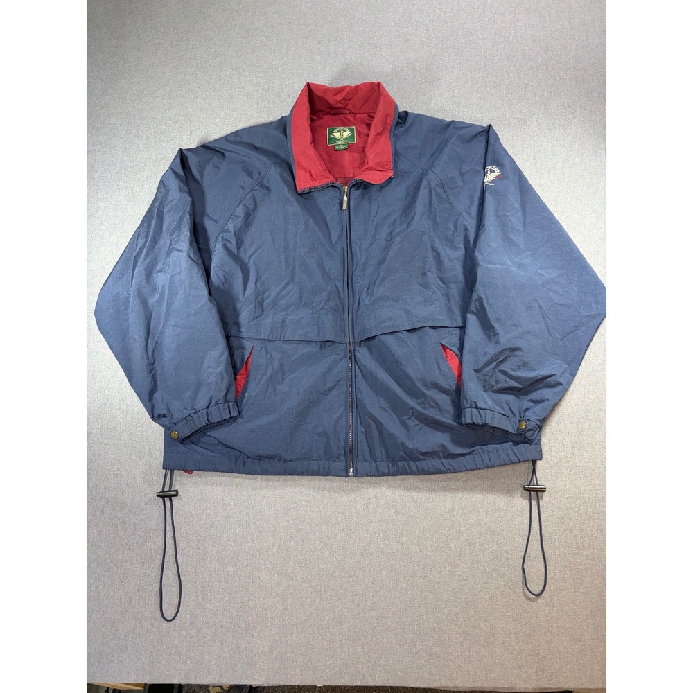 Vintage Dockers Golf Windbreaker Jacket Mens XL Navy Blue Red Full Zip Logo
